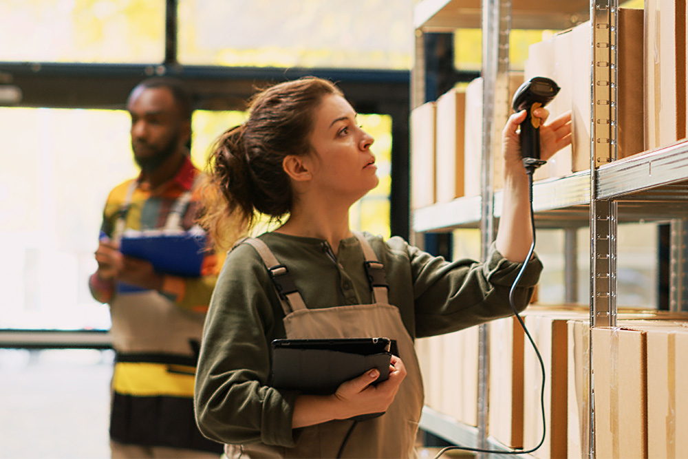 Woman Barcoding Inventory